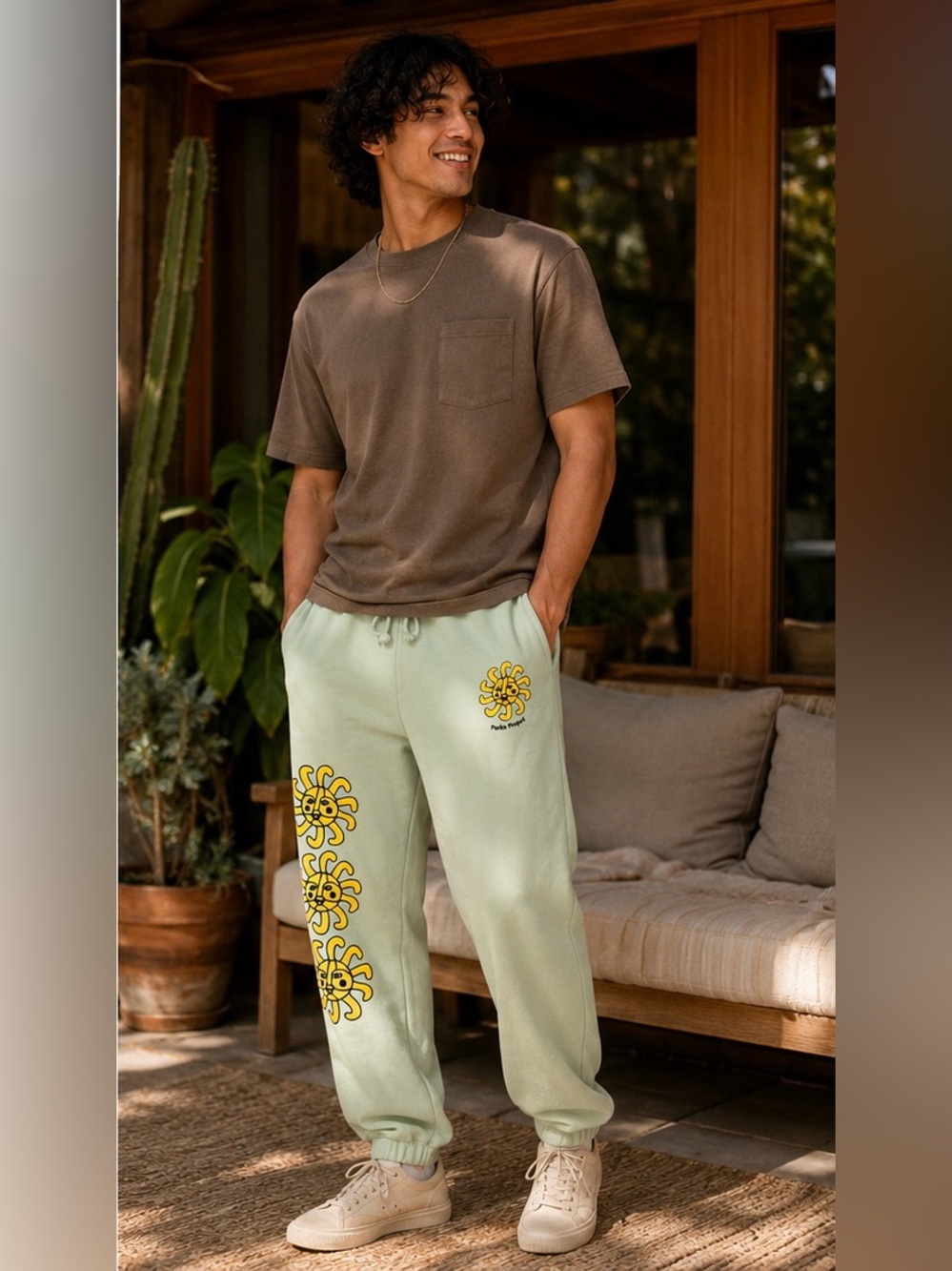 Parks Project Fun Sun Graphic Fleece Jogger Sweatpants Sage Green Medium - Picture 2 of 12